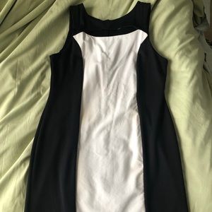 Black and white sleeveless dress